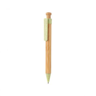 Groene Duurzame pen met bamboe en tarwestro clip