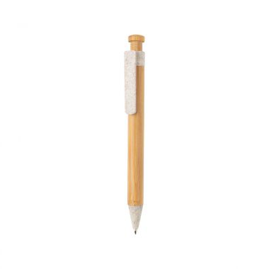 Witte Duurzame pen met bamboe en tarwestro clip
