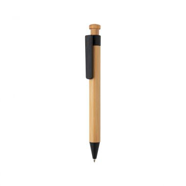 Zwarte Duurzame pen met bamboe en tarwestro clip