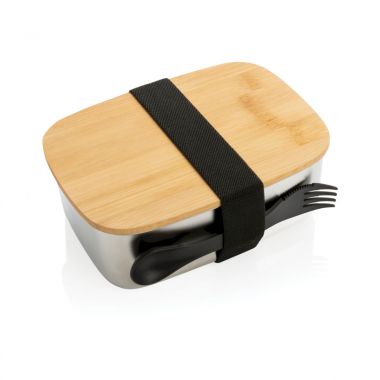 Zilvere RVS lunchbox | Bamboe deksel | 1,5l